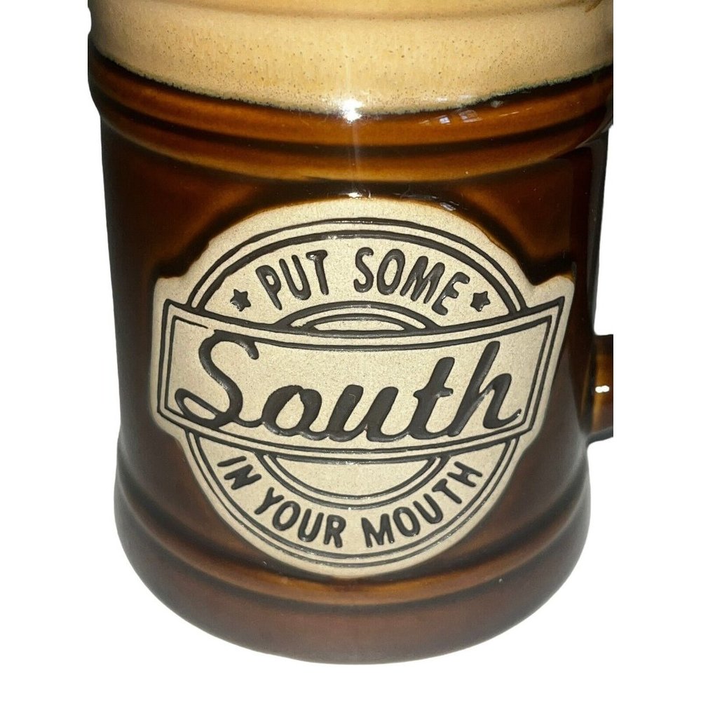 Paula Deen Put Some South In Your Mouth BIG Coffee Mug Thick Heavy Cup 3D Gift